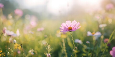 Obraz premium Tiny flower with vibrant colors, used as a decorative element in nature-themed layouts, Earth Day