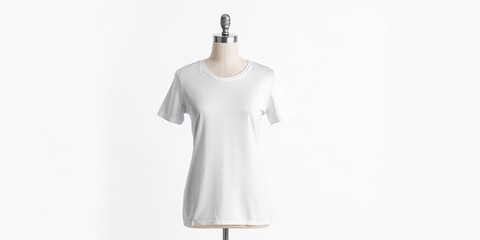 White textile t-shirt on invisible mannequin, suitable for fashion display and layout design