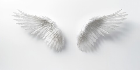 Obraz premium Angel wings separated on a white background for graphic design use, purity and ethereal qualities