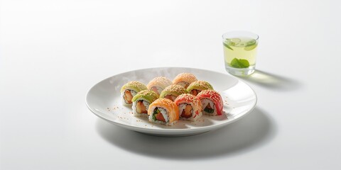 Plate of Chinese cuisine on a white surface emphasizing appetizing and fresh ingredients, ideal for menu layout