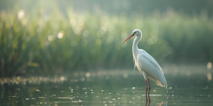 Bubulcus ibis bird perched on a branch, highlighting its foraging activity in a natural habitat