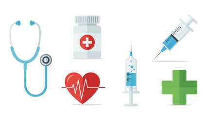 Essential medical equipment depicted in clean vector style with a minimalist design approach