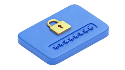 Secure Password Protection: Padlock on a Blue Card Concept