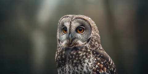 Fototapeta premium Detailed image of a spotted owl, highlighting plumage patterns and nocturnal behavior, useful for nature study visuals