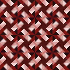 A dynamic formation of crisscrossing Dark Brown triangles creating a woven illusion of depth and movement within a bold rhythmic pattern