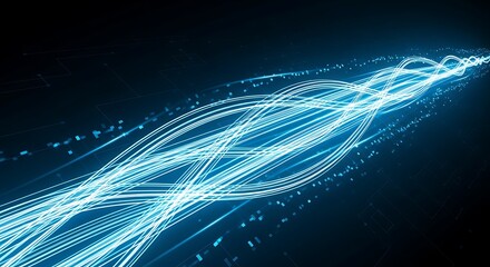 Abstract light trails futuristic energy flow on black background