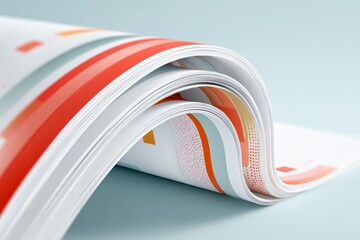 Colorful abstract paper art with curved layers