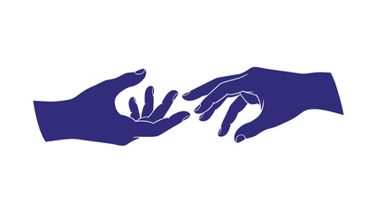 Blue Silhouette Hands Reaching Outward Symbolic of Connection and Support Graphic
