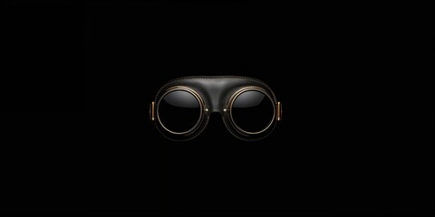 Black retro vintage leathern goggles for motorcyclist used as protective gear, safety focus