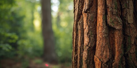 Obraz premium Detail of Dawn Redwood sapling's bark and emerging leaves, highlighting early development and seasonal transition
