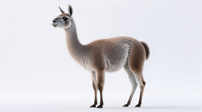 guanaco isolated on white background