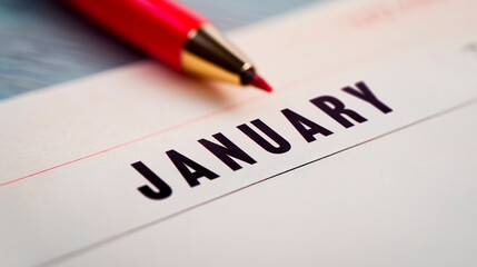 Obraz premium Desktop calendar open to month of January on wooden desk, concept of planning and new year organization