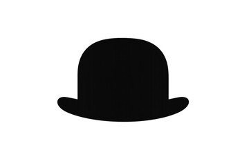 Black bowler hat silhouette, presenting a classic headwear item. Elegant design on a transparent background