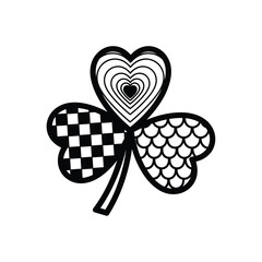 Geometric patterned four leaf clover vector illustration