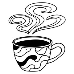  Minimalist Espresso Cup with Spiral Steam — Elegant Continuous Line Art Vector
