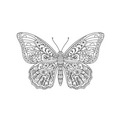 Mandala butterfly elegant outline vector illustration