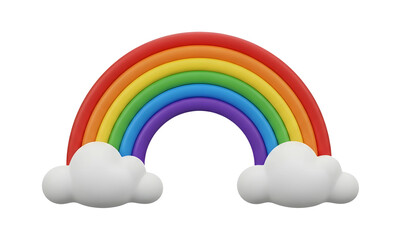 Fototapeta premium Colorful rainbow with clouds cute illustration PNG