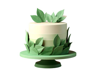 Stylish 3D cake design with decorative leaves