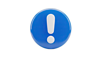 Glossy Blue Sphere With White Exclamation Mark Symbol Inside Transparent Background 3D Rendering Caution Warning Symbol Alert Notification Attention Icon