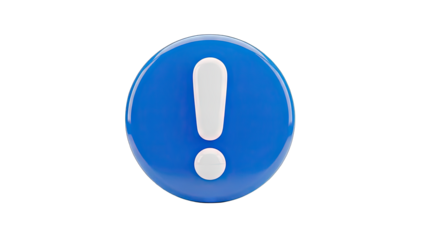 Glossy Blue Sphere With White Exclamation Mark Symbol Inside Transparent Background 3D Rendering Caution Warning Symbol Alert Notification Attention Icon