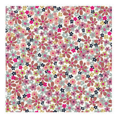 Pattern with dense colorful summer flowers