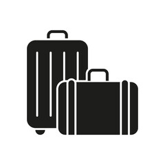 Luggage Bags Solid Icon. Travel Preparation, Vacation Planning, And Baggage Management Silhouette Symbol. Transport Convenience. Isolated Vector Illustration