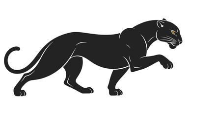 Obraz premium Sleek black panther illustration with poised stance and focused eyes, ideal for design