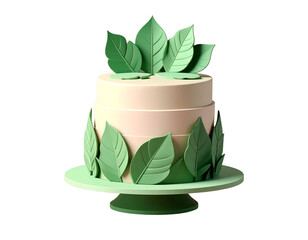 Firefly_Realistic soccer ball on a grassy field - Firefly_Stylish 3D cake design with decorative leaves