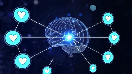 Animated digital brain connecting social media likes to emotional engagement - Powered by Adobe