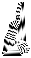 Symbol Map of the State New Hampshire (United States of America) showing the state border buffered inside with black tapering lines