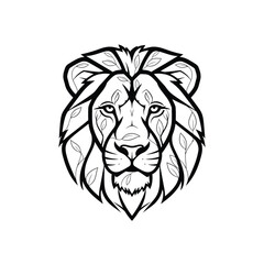 Stylized lion head with leaf accents vector illustration