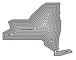 Symbol Map of the State New York (United States of America) showing the state border buffered inside with black tapering lines