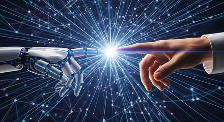 Human and Robot Hand Touching in Digital Network.