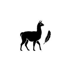 Obraz premium Llama silhouette vertical frame tall exposure vector illustration