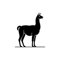 Obraz premium Llama silhouette standing profile minimal farm vector illustration