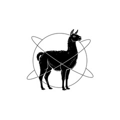 Obraz premium Llama silhouette orbit ring calm centered motion vector illustration