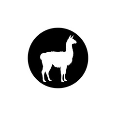 Obraz premium Llama silhouette reflection gap symmetry vector illustration
