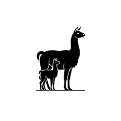 Obraz premium Llama silhouette neck stretch upward focus vector illustration