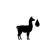 Fototapeta premium Llama silhouette droplet fall contrast symbol vector illustration