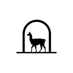 Naklejka premium Llama silhouette corner entry negative space vector illustration