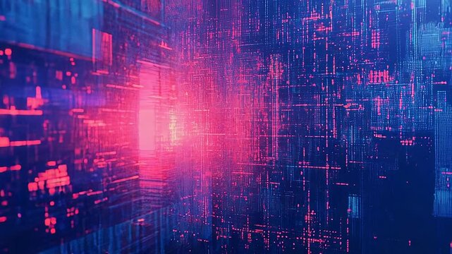 Digital data network connecting futuristic cyberspace infrastructure