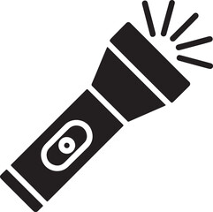 Flashlight Icon Vector Black Silhouette Torch Light Graphic Design