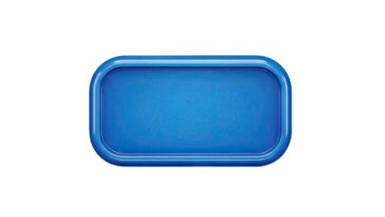 Glossy Rectangular Blue Button with Rounded Corners and Metallic Sheen on a Transparent Background Ideal for Web Design and User Interface Elements