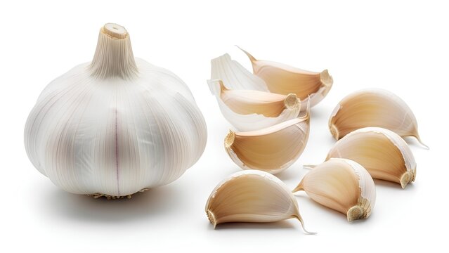garlic on white background