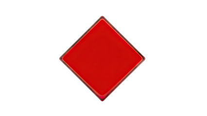 Glossy Red Diamond Playing Card Symbol Isolated on Black Background with Subtle Red and Gold Rim Detail Shiny Realistic 3D Render