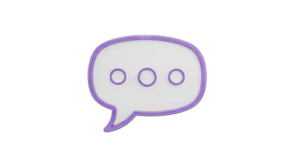 Chat Bubble Icon with Three Dots Indicating Messaging or Typing on a Transparent Background with a Purple Outline