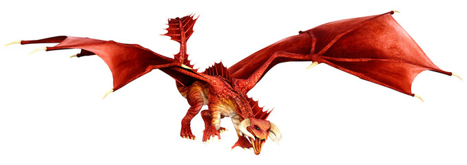 3D Rendering Fairy Tale Dragon on White