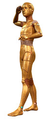 3D Rendering Male Robot on White