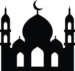 mosque silhouette vector illustration on white background.