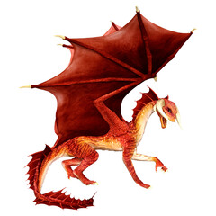 3D Rendering Fairy Tale Dragon on White